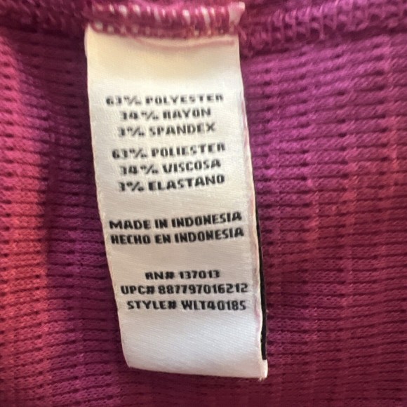 Wildfox Women’s Haley Thermal Top Purple Brushed Long Sleeved V-Neck Size XXL - Picture 7 of 7